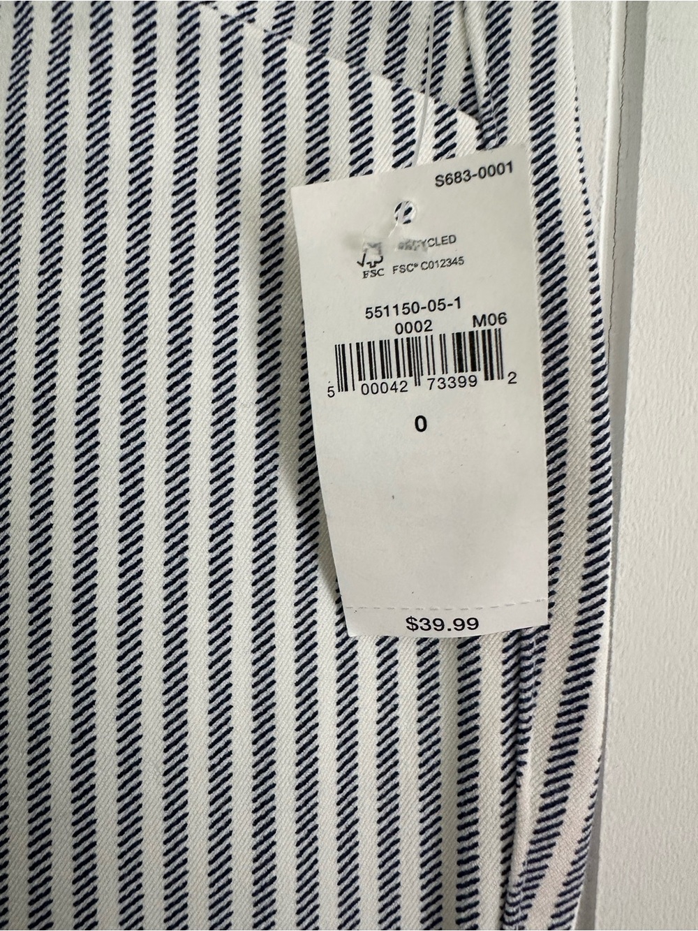 Old Navy Pixie High Rise Slim White and Navy Striped Pants - Picture 3 of 11